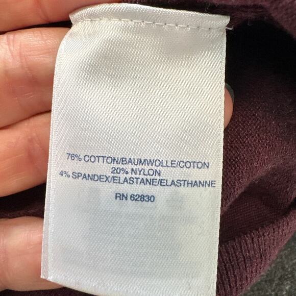 Land's End Women's Cotton Blend Maroon Short Sleeve Knit Sweater Top, Size S - Picture 4 of 6